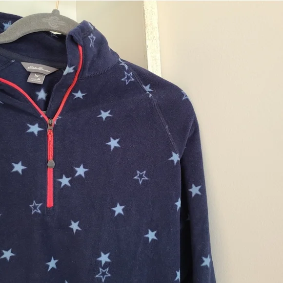 Eddie Bauer Medium star print quarter zip fleece pullover - Picture 4 of 5